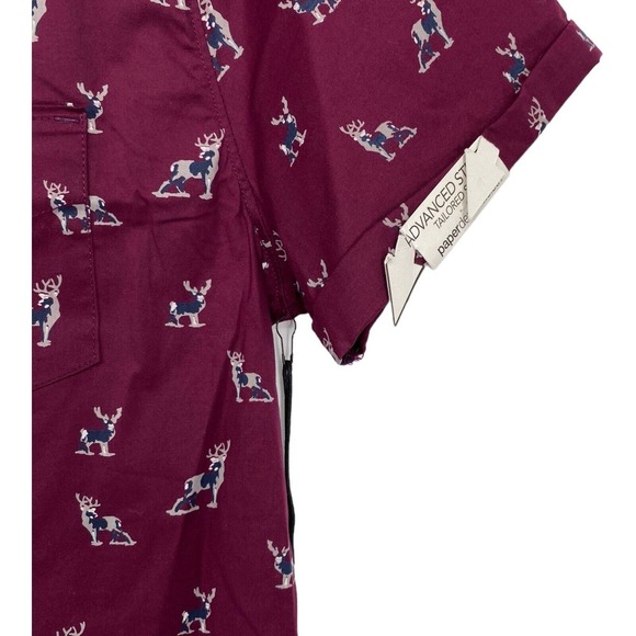 NEW Paper Denim and Cloth Mens Button Down Top Shirt M Maroon Short Sleeve - Picture 2 of 10